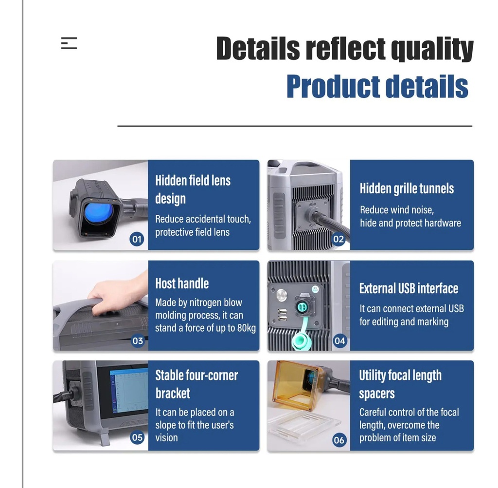 Grabadora Laser De Fibra De Mano 20w - V1 Mark F1  Handheld