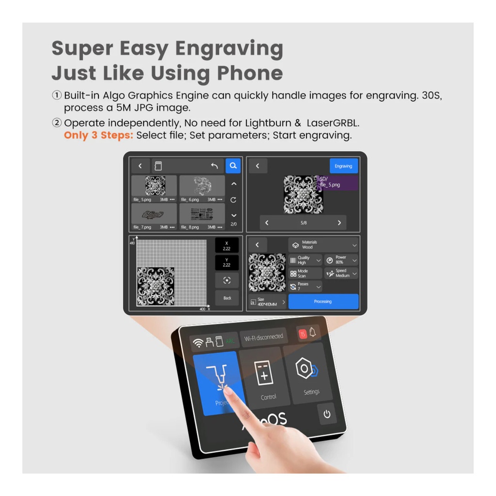 Algolaser Alfa Mk2 22w  Panel 40x40cm Rotativo Two Trees Tr3