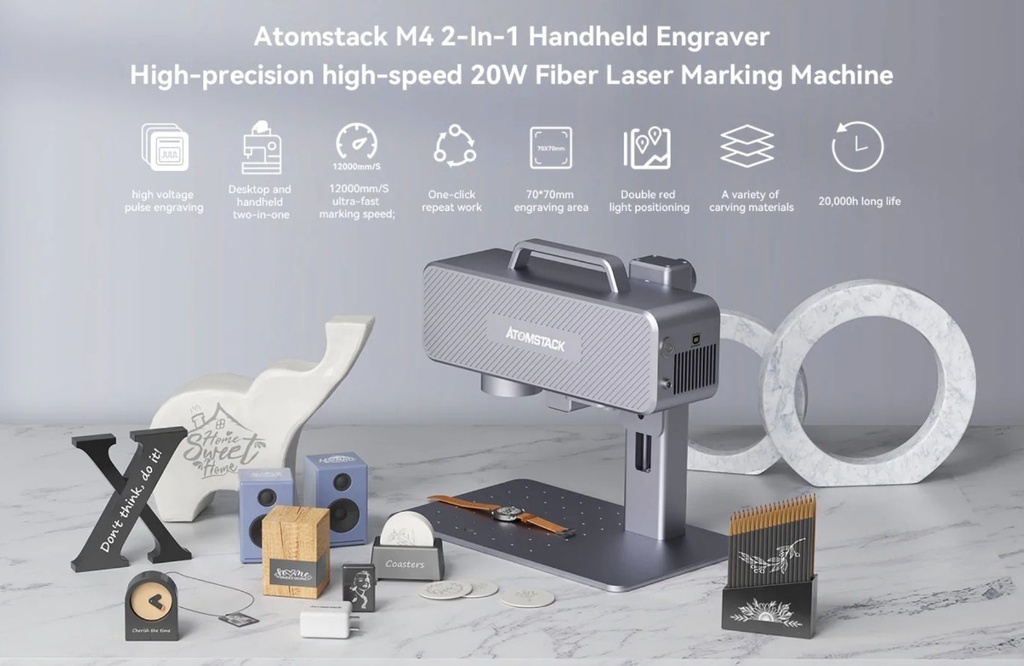 Atomstack M4 Laser De Fibra 2 En 1  Graba Metales/oro-plata