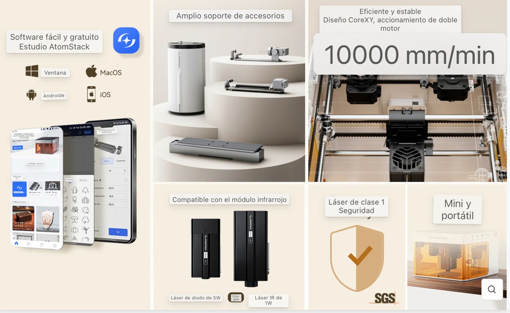 Atomstack P1 Laser Dual 5w + 1w Infrarrofo (metales)