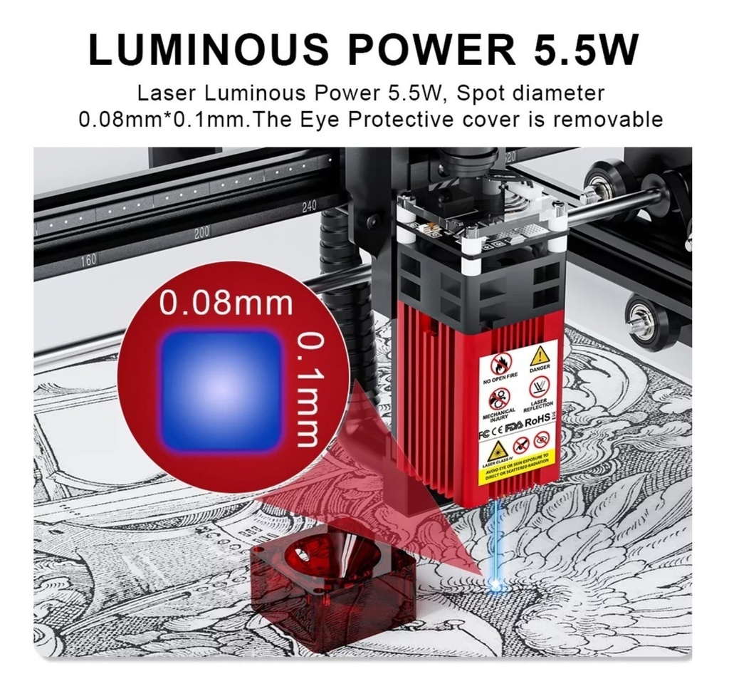 Laser Cnc Laserman Wifi 40w Pantalla, Rotativo, Filtro Humo
