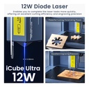 Laser Grabado Y Corte Sculpfun Icube Dual 12w + 1.2w infrarrojo