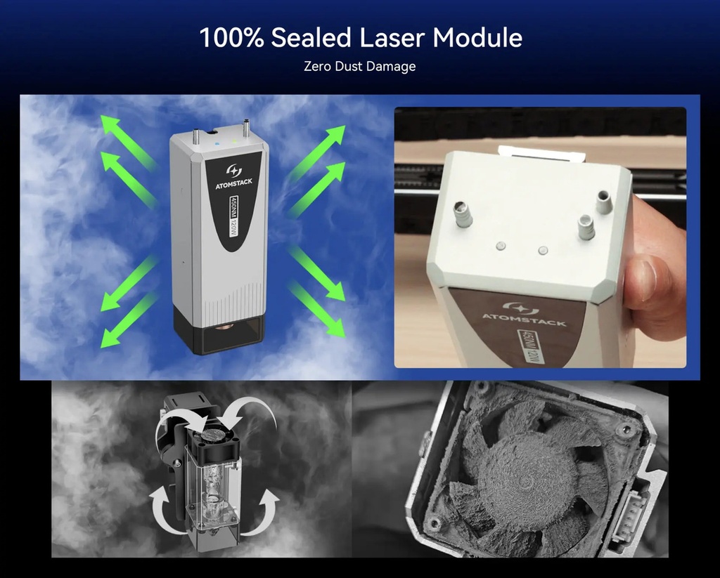 Grabadora y Cortadora Laser Atomstack Glacier 120w