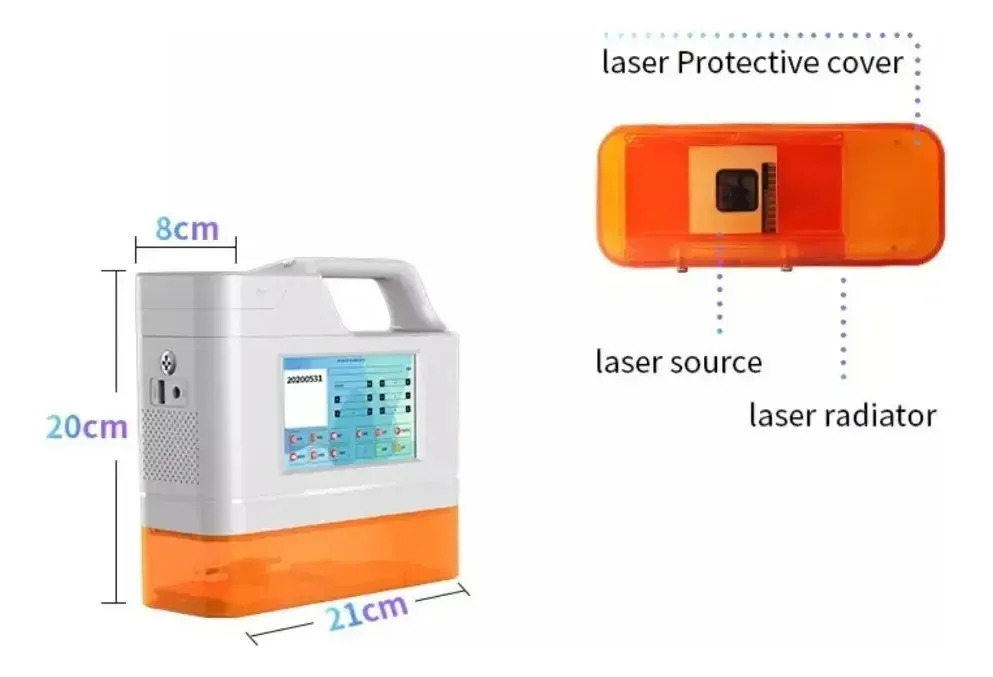 Laser De Fibra Portatil 5w - Pantalla  Color - Bateria Litio