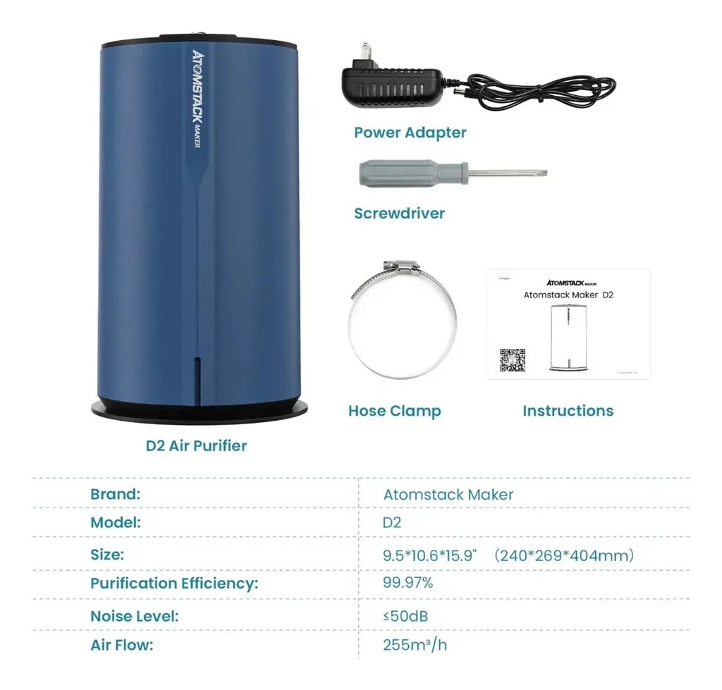 Purificador De Aire - Filtro Humo Atomstack D2