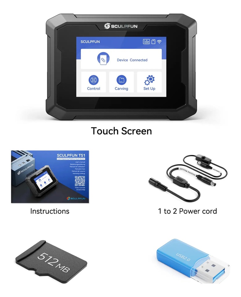 Pantalla Tactil Sculpfun Ts1 Controlador Offline - Sd - Wifi