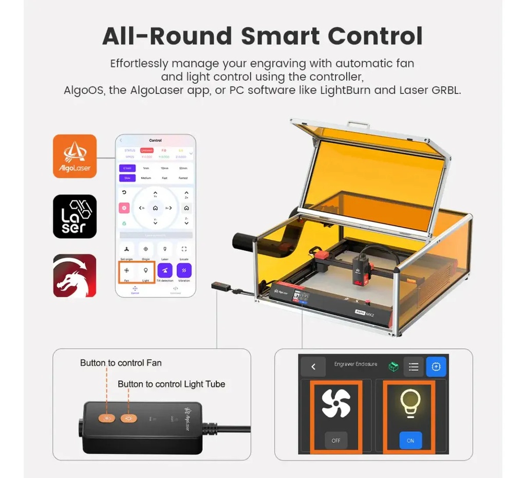 Cobertor Contra Humos Algo Laser Smart Enclosure 2.0 Cámara