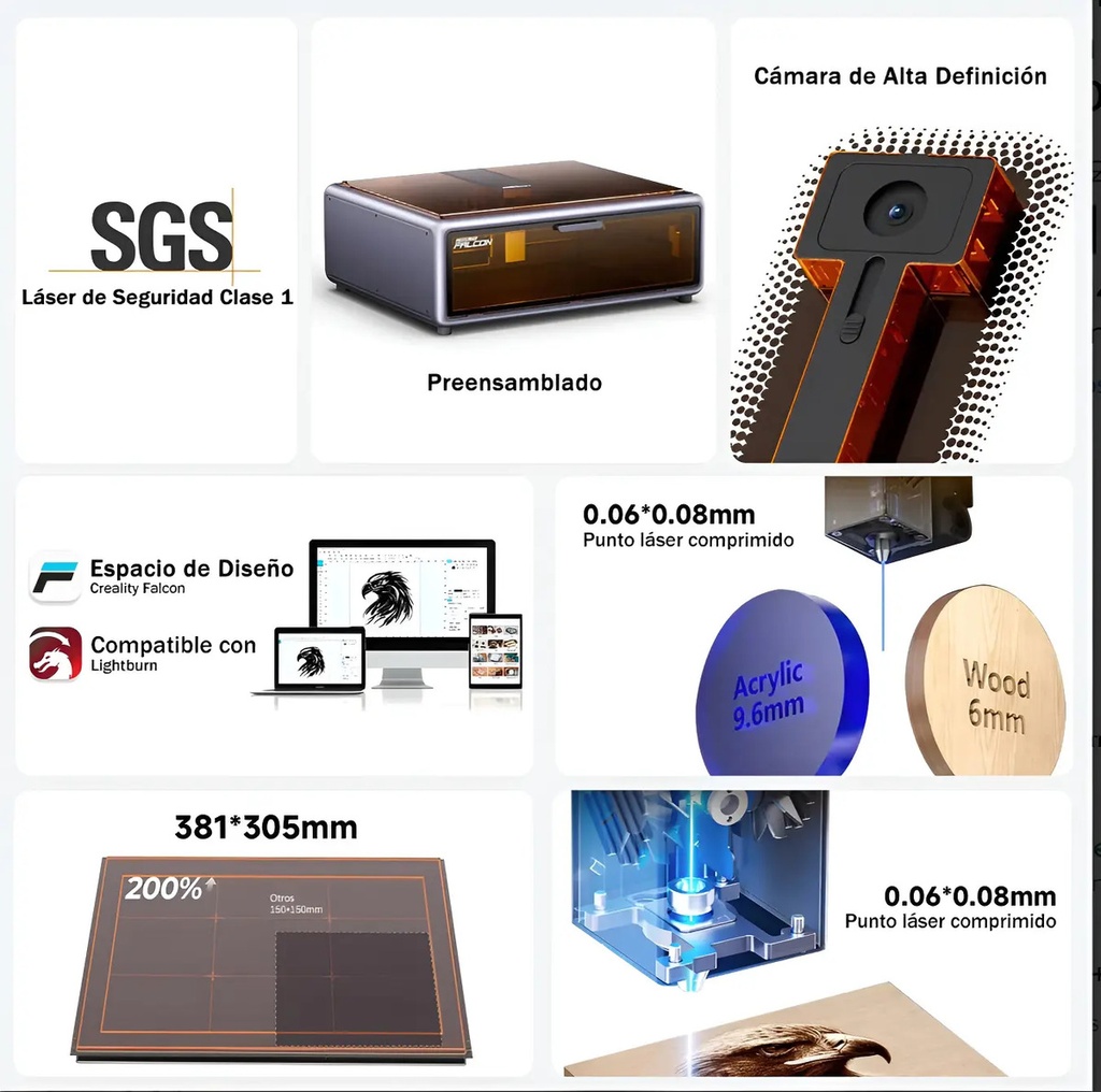 Grabadora  Laser Creality Falcon A1 10w Cobertor-aire-camara