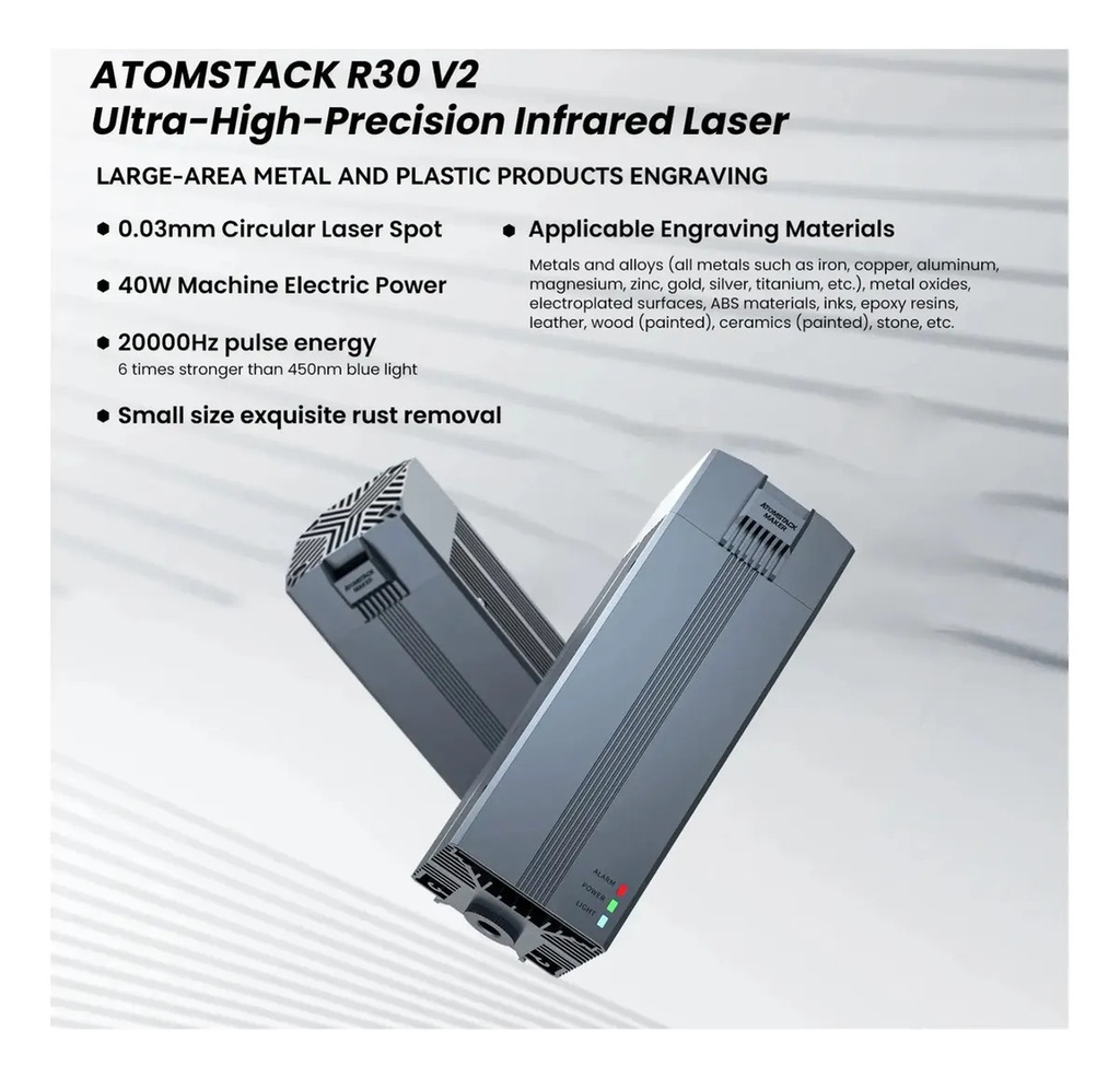 Cabezal Laser Atmstack R30 V2 Infrarojo/fibra Graba Metales
