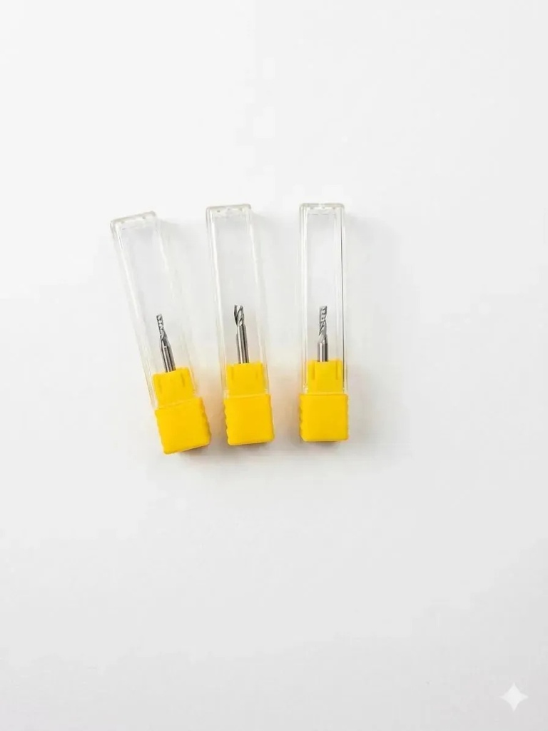 Set x3 Fresas 3,175mm Una Flauta Para Plastico/Aluminio