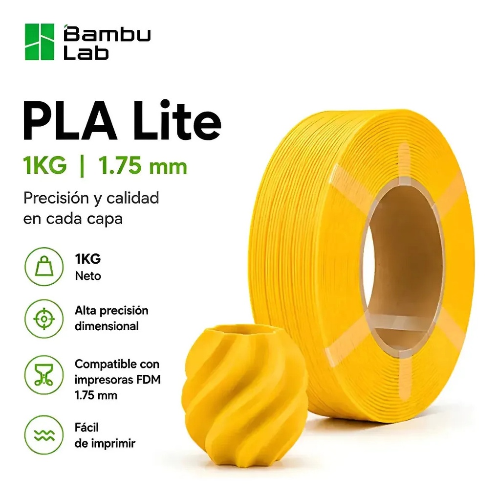 Filamento PLA Lite Gris 1kg con Carrete Bambulab
