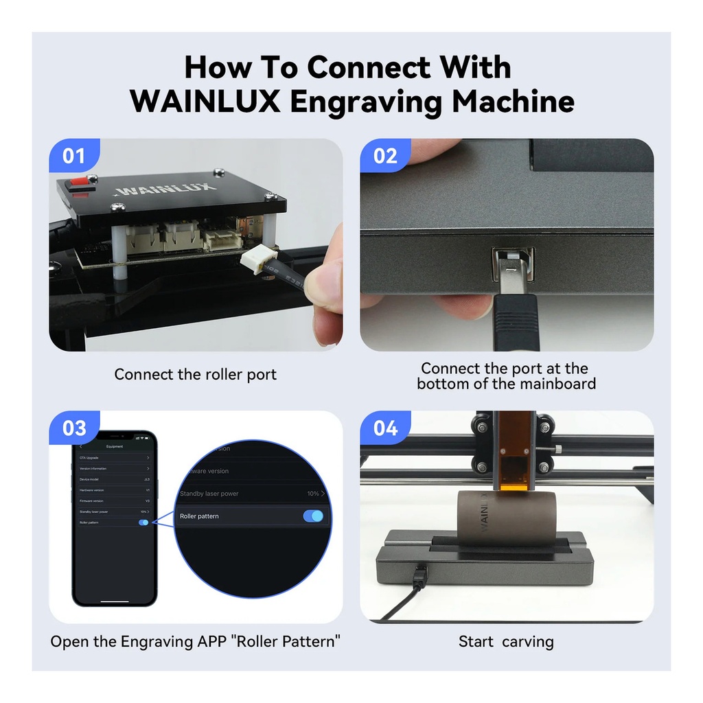 Accesorio Rotativo Cnc Laser Wainlux R1