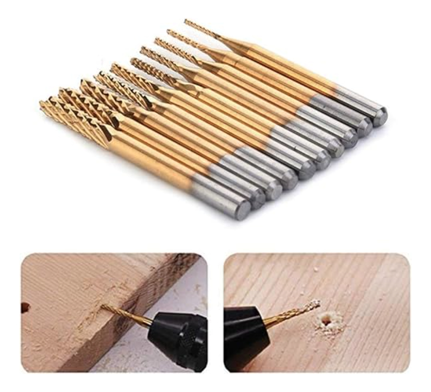 Set 10 Fresas  Para Cnc 3018 Pcb, Metales, Madera, Plastico