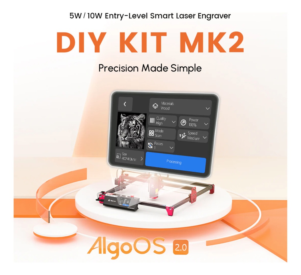 Algo Laser Diy Kit 10w Mk2 Con Pantalla Y Sistema Operativo