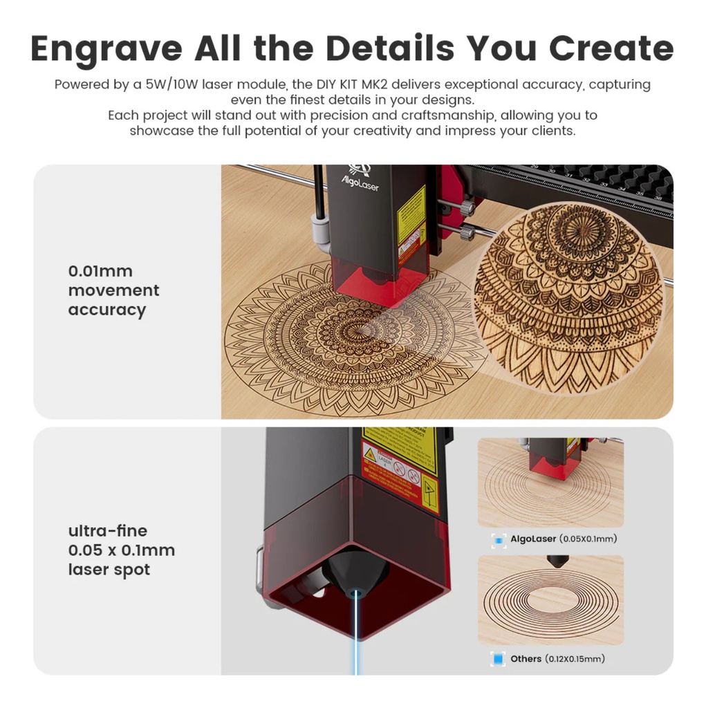 Algo Laser Diy Kit 10w Mk2 + Rotativo + Panel Abejas + Pies
