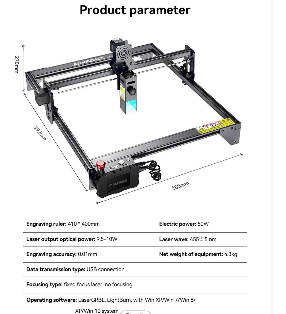 Cnc Laser Corte Y Grabado Novedad Atomstack X7 Pro 50w Touch