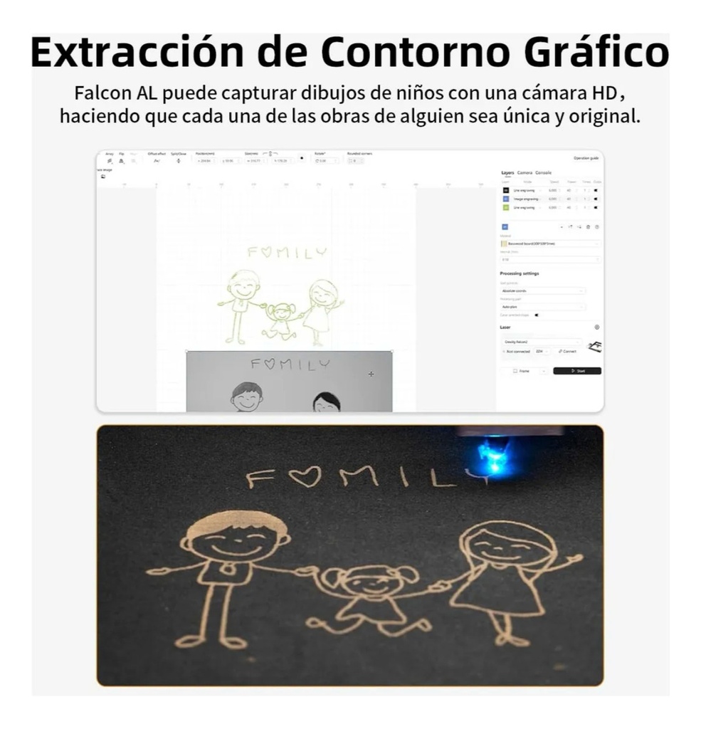 Grabadora  Laser Creality Falcon A1 10w Cobertor-aire-camara