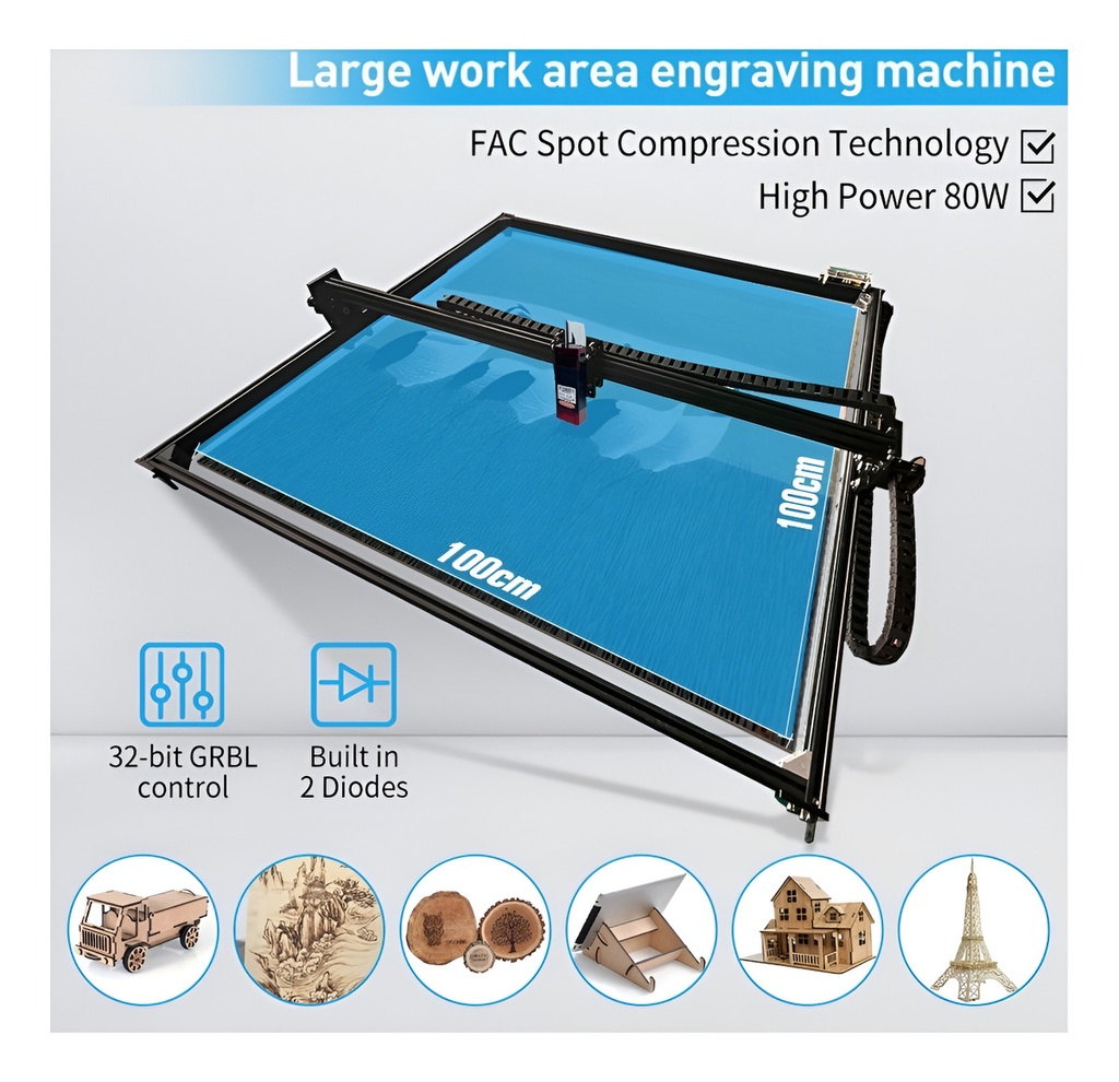 Cnc Corte Laser 100x100cm-80w Corta Mdf 3-5 Mm En 1 Pasada