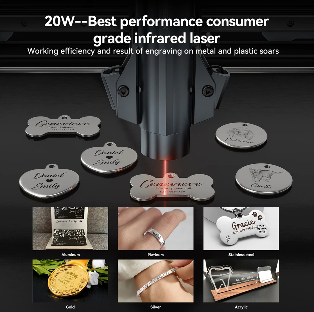 Laser De Fibra De Marco Atomstack 1064nm 20w