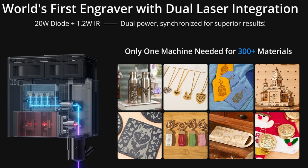 Grabadora Laser Atomstack Kraft Dual 20w Diode + 1.2w Ir