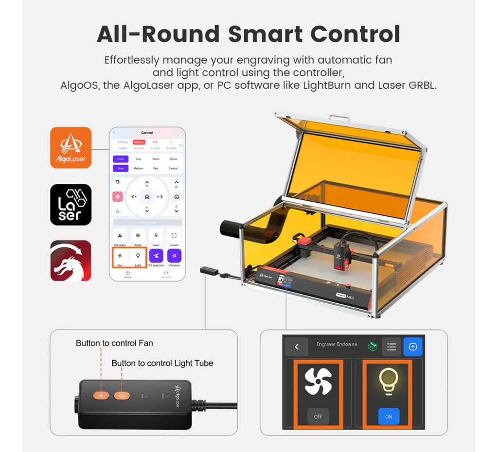Cobertor Contra Humos Algo Laser Smart Enclosure 2.0 Cámara