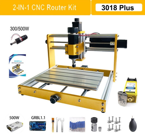 [ROUT-500W-5W-CREATIVEMAKER-3018PLUS] Fresadora Router Cnc 3018plus Husillo 500w, Laser 40000mw