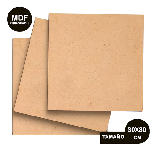 [ACC-MDF-30X30 3MM-KIT10] Mdf Kit 10 Unidades 30x30cm 3mm Para Corte Y Grabado Laser